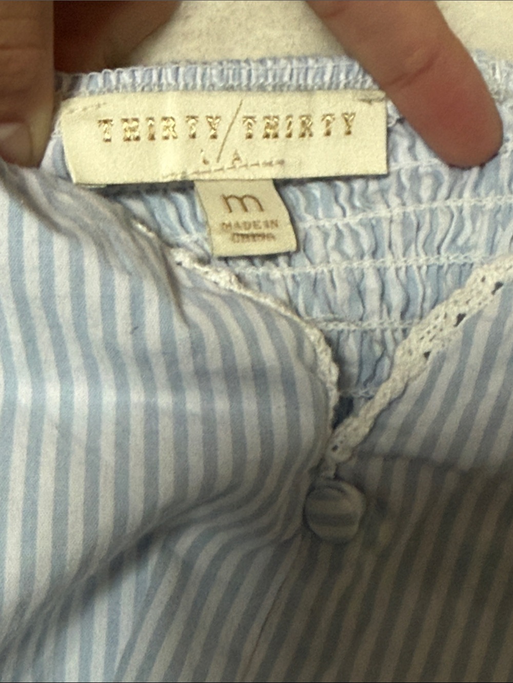 THIRTY/THIRTY Light Blue & White Striped Button Tank - Picture 2 of 3